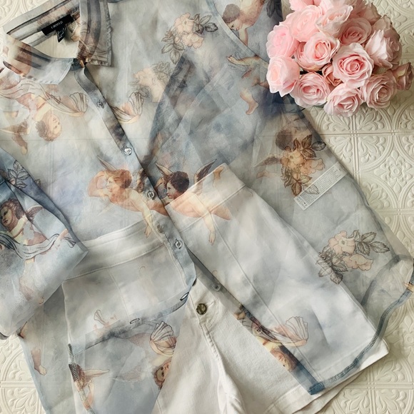 Sheer Angel Roman Collar Shirt - Picture 3 of 7